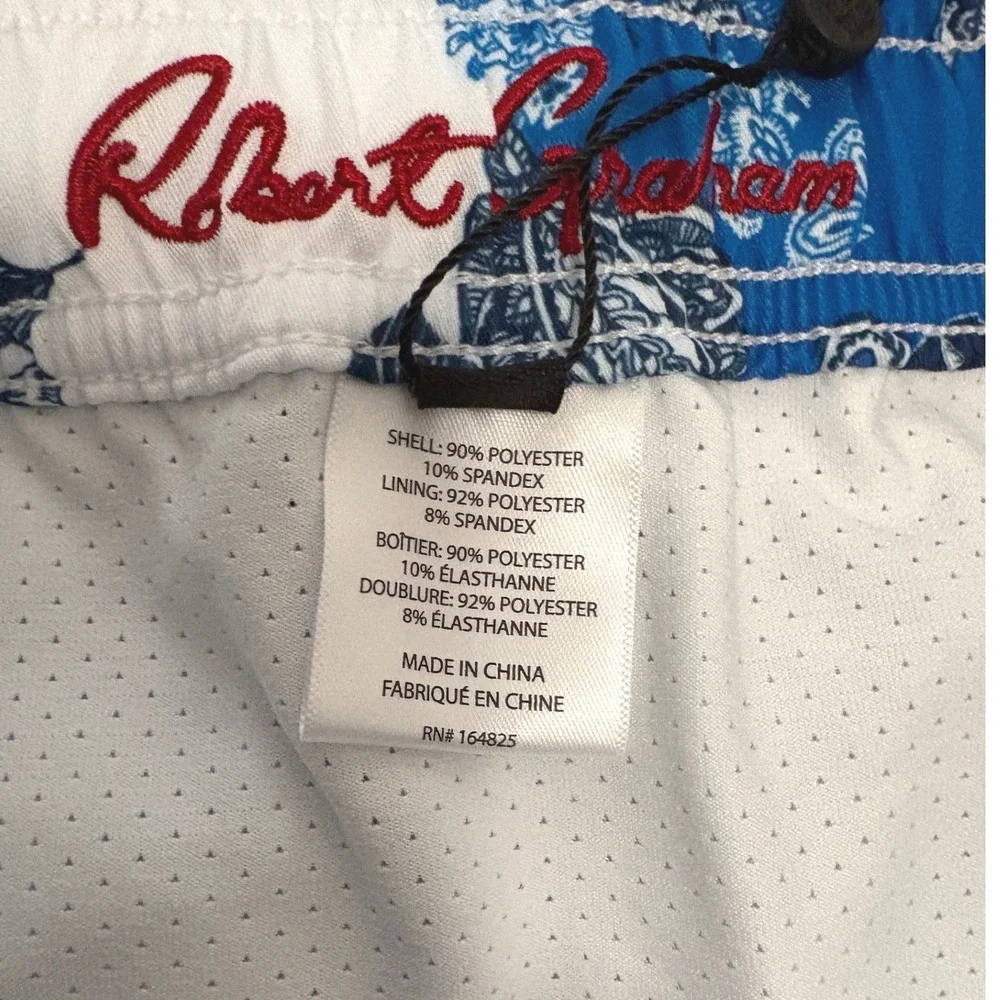 Robert Graham Swim Trunks Mens Small Blue Floral Paisley Stretch Lined Tropical